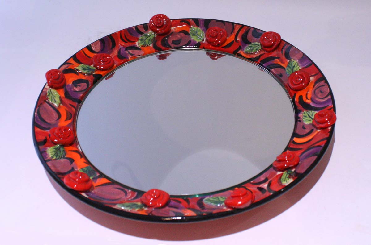 Thrown Mirror in Red Rose - MaryRoseYoung