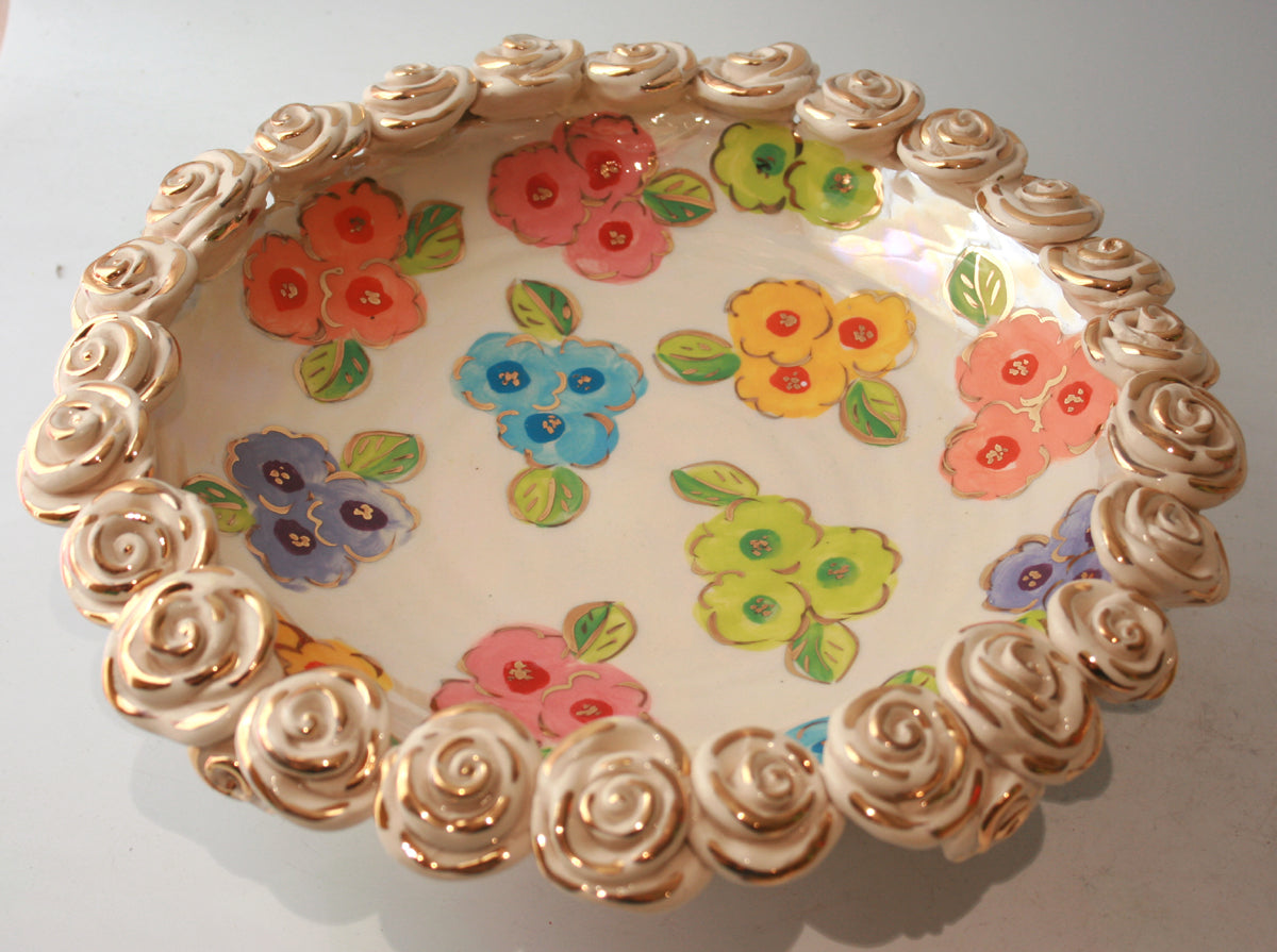 Rose Encrusted Cakestand in Petit Fleur