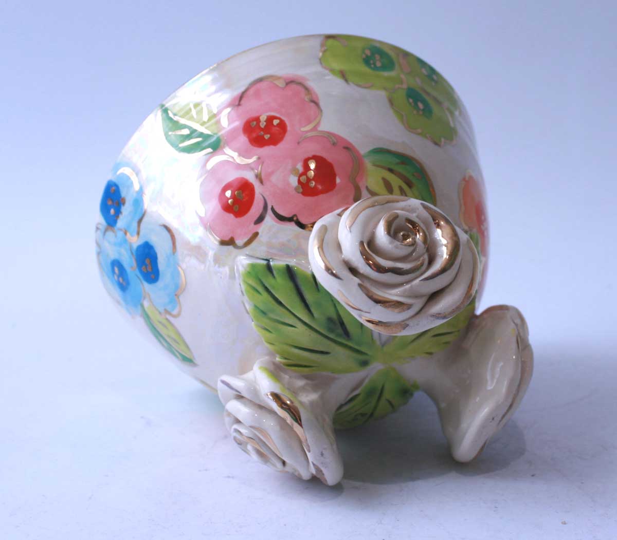 Rose Footed Bowl in Petit Fleur