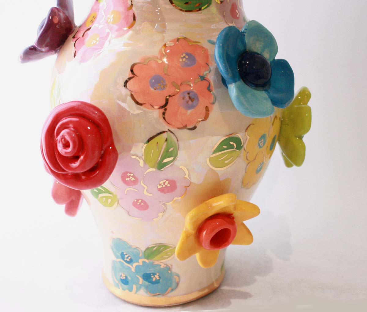Large Multiflower Studded Vase in Petit Fleur