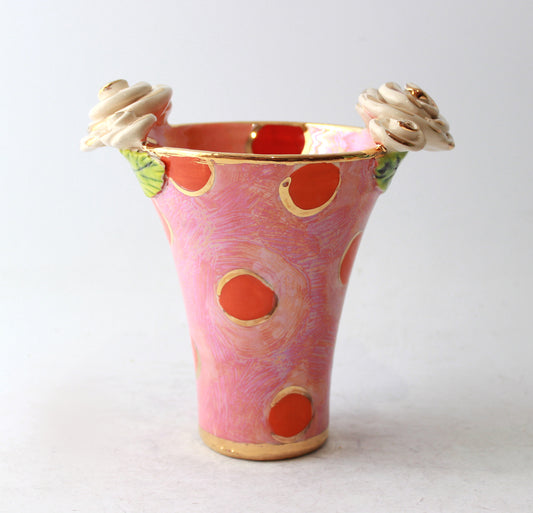 Tiny Flared Vase in Daisy Dots Pink