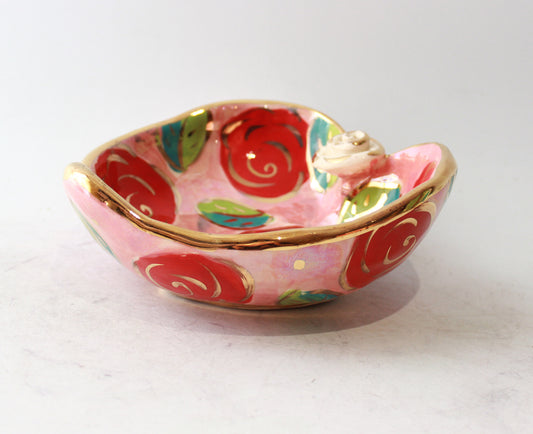 Heart Shaped Bowl in Rose Red