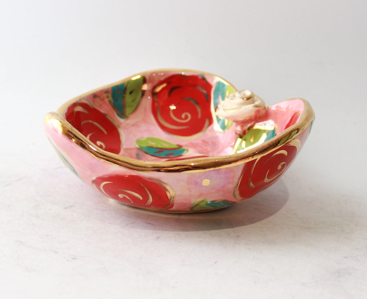 Heart Shaped Bowl in Rose Red