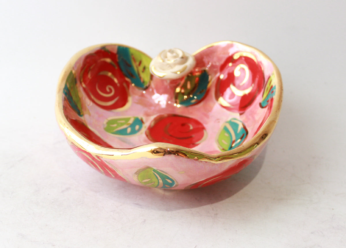 Heart Shaped Bowl in Rose Red