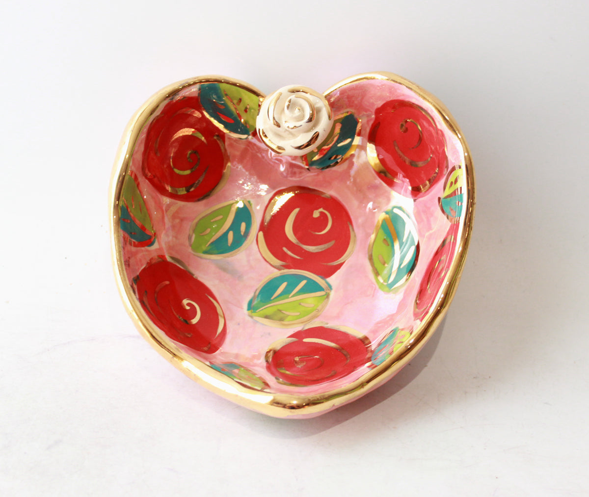 Heart Shaped Bowl in Rose Red