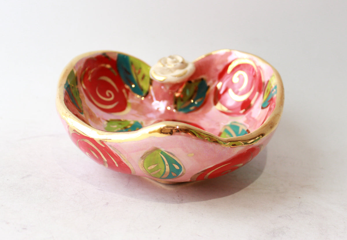 Heart Shaped Bowl in Rose Red