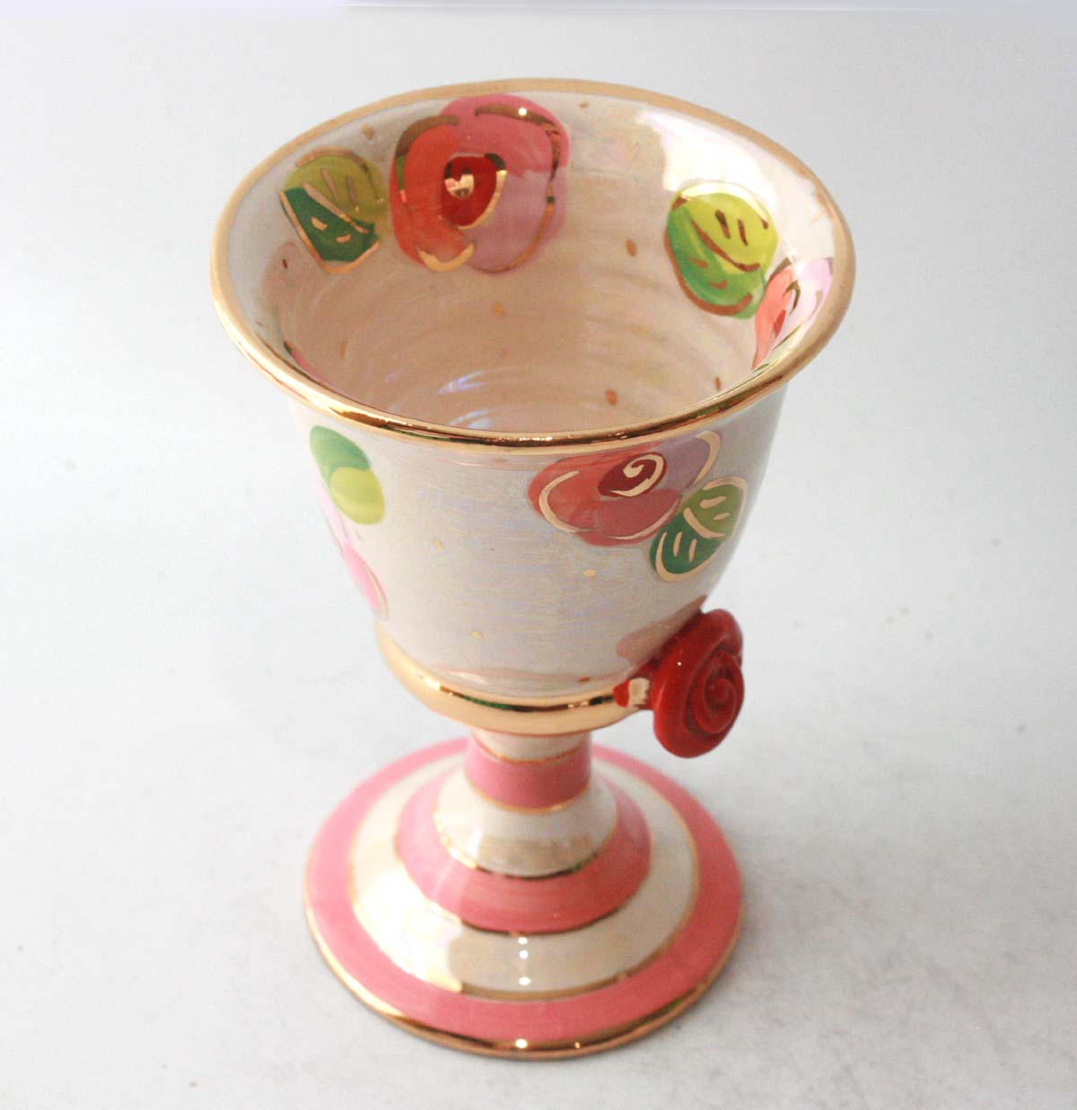 Goblet in Pink Rosebud on Iridescent White