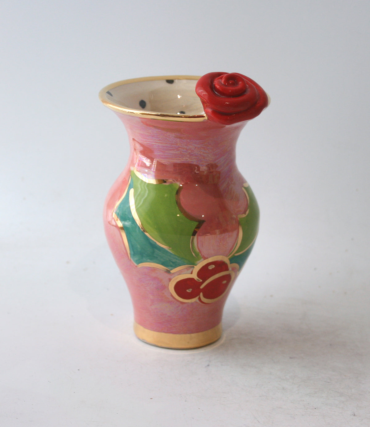 Tiny Vase in Holly on Pink