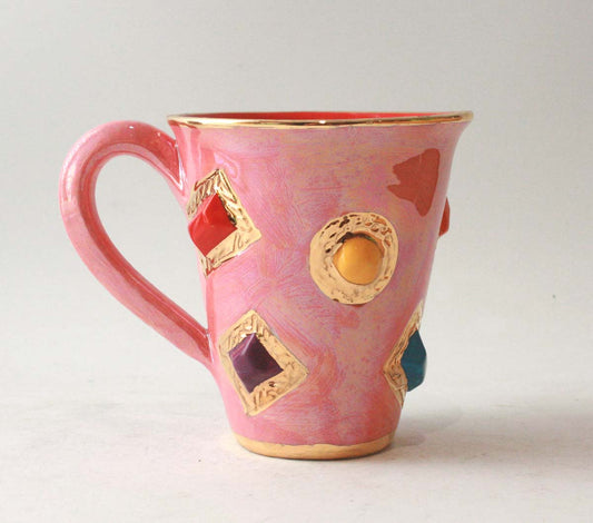 Large New Shape Jewelled Mug in Iridescent Pink