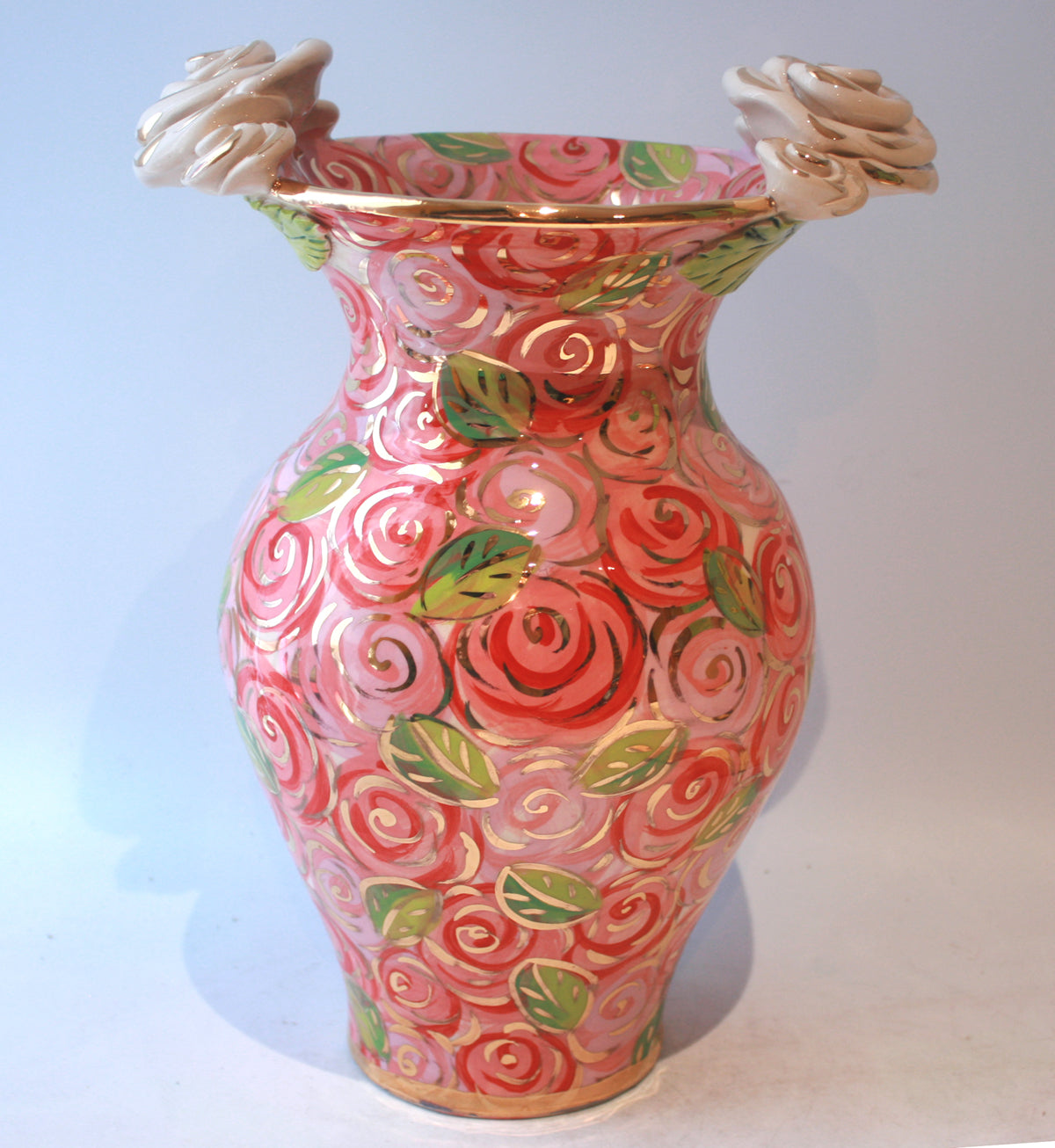 Large Vase in Pink Rosebush