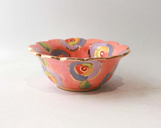 Fluted Cereal Bowl in Gold New Rose Pink