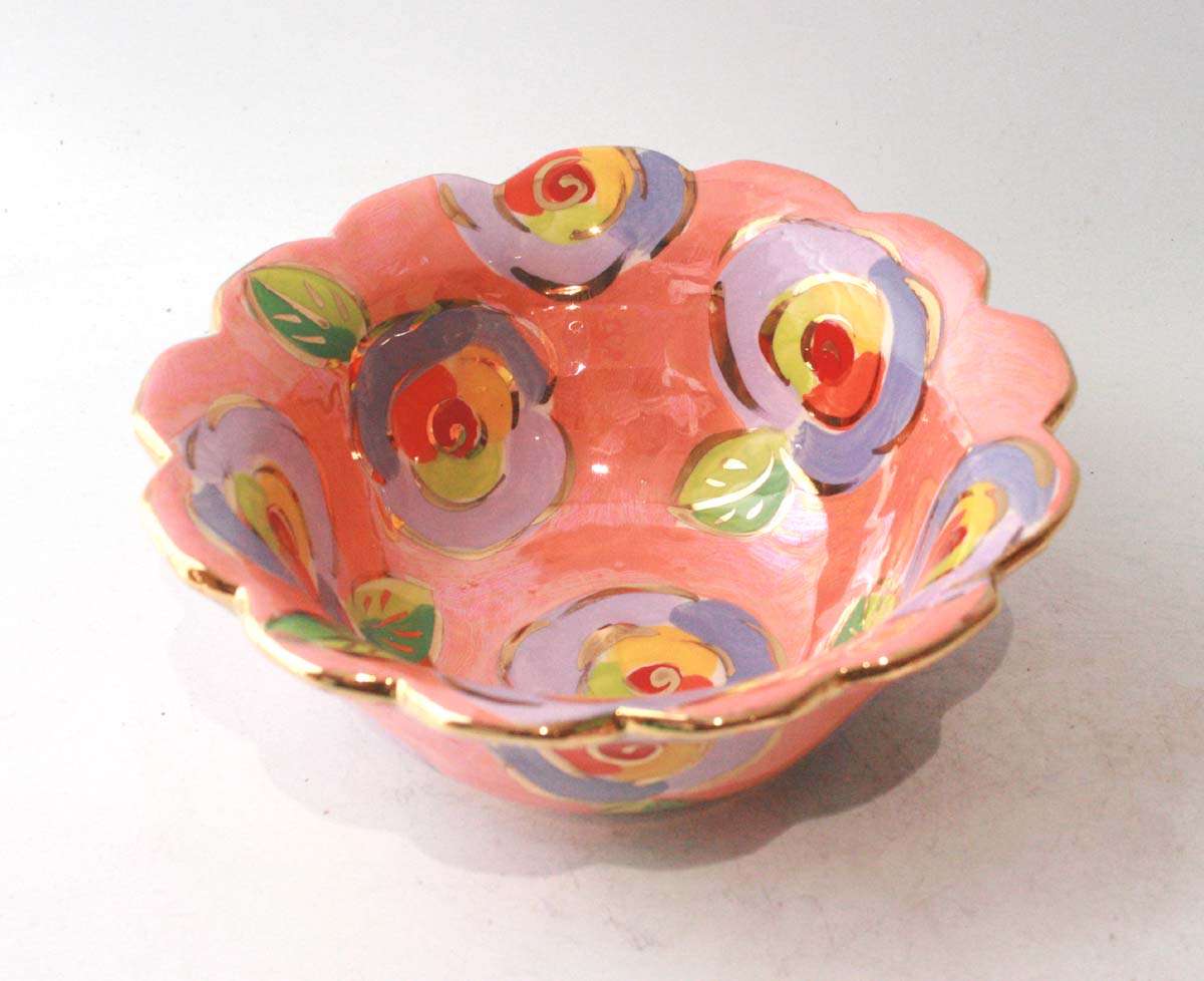 Fluted Cereal Bowl in Gold New Rose Pink