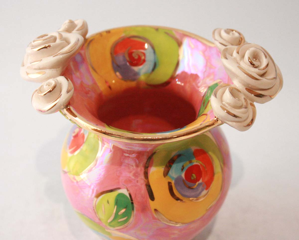 Posy Vase in Gold New Rose Pink
