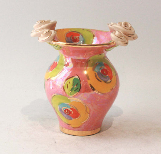 Posy Vase in Gold New Rose Pink