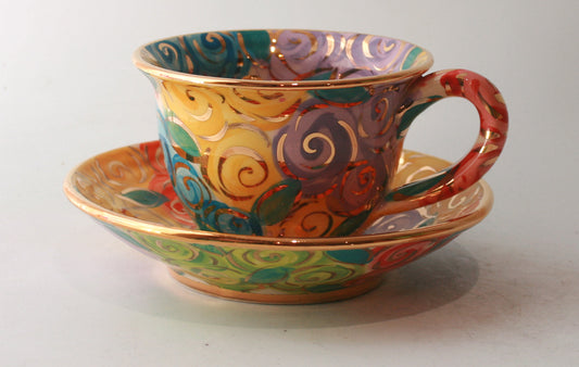 Cup and Saucer in Pastel Rosebush