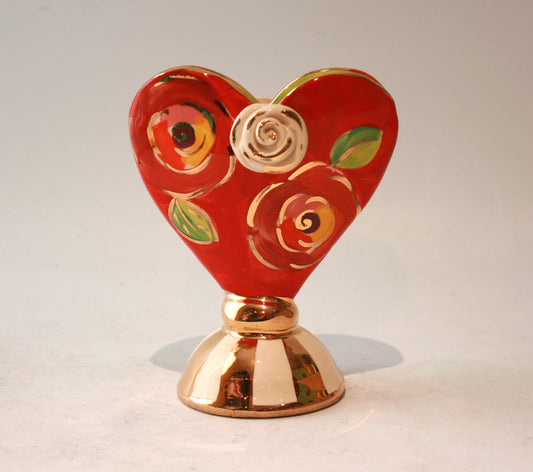 Baby Heart Vase in New Red New Rose