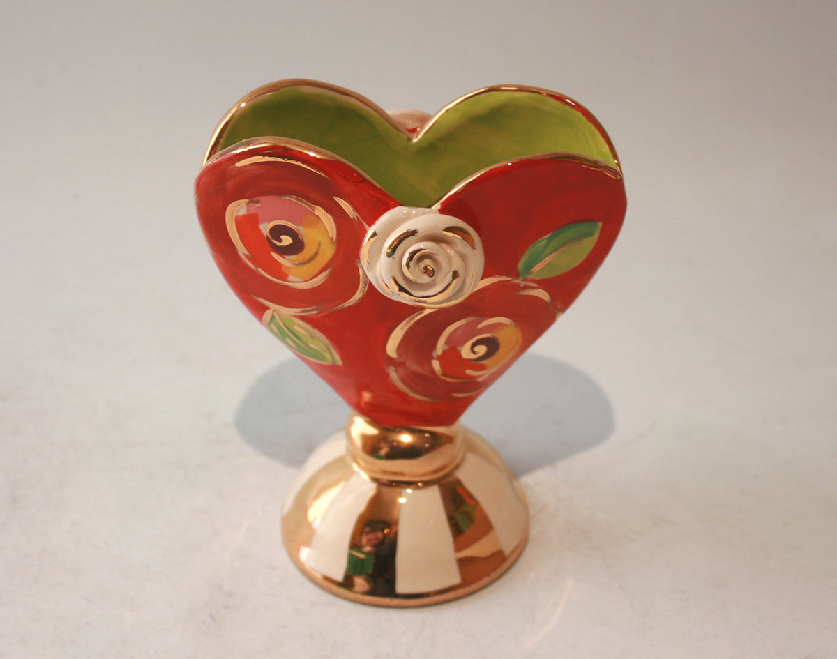 Baby Heart Vase in New Red New Rose