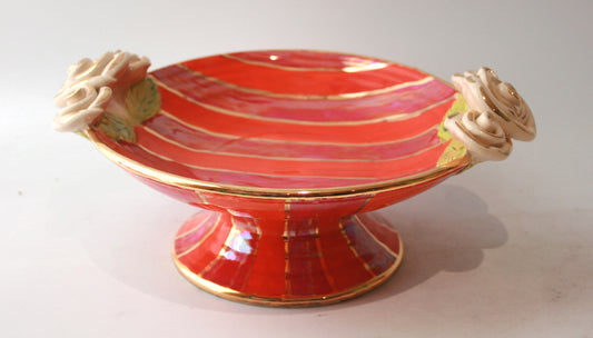 Rose Edged Cakestand in Orange and Red Stripe