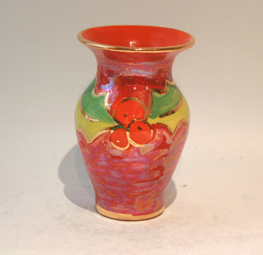 Tiny Vase in Holly on Red