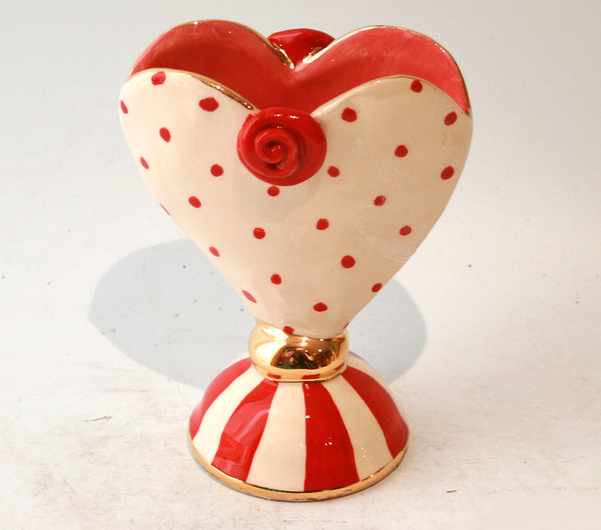 Baby Heart Vase in Red Polka