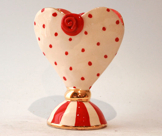 Baby Heart Vase in Red Polka