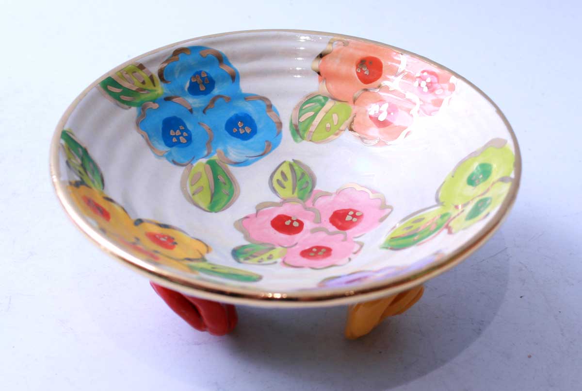 Rose Footed Dish in Petit Fleur