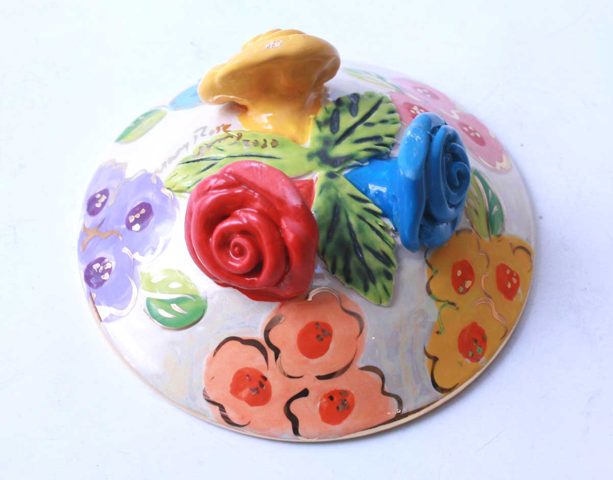 Rose Footed Dish in Petit Fleur