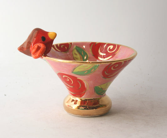 Robin Edged Candy Dish in Rose Red