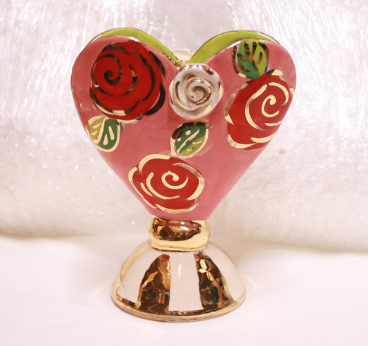 Baby Heart Vase in Rose Red