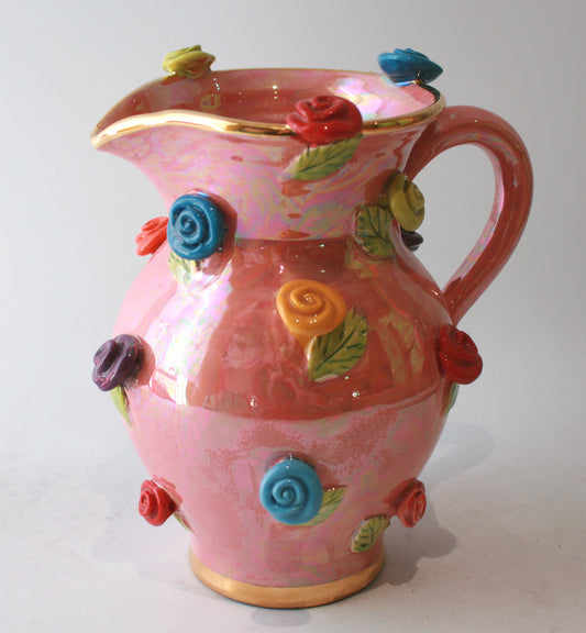 Rose Studded Medium Jug in Pearly Pink