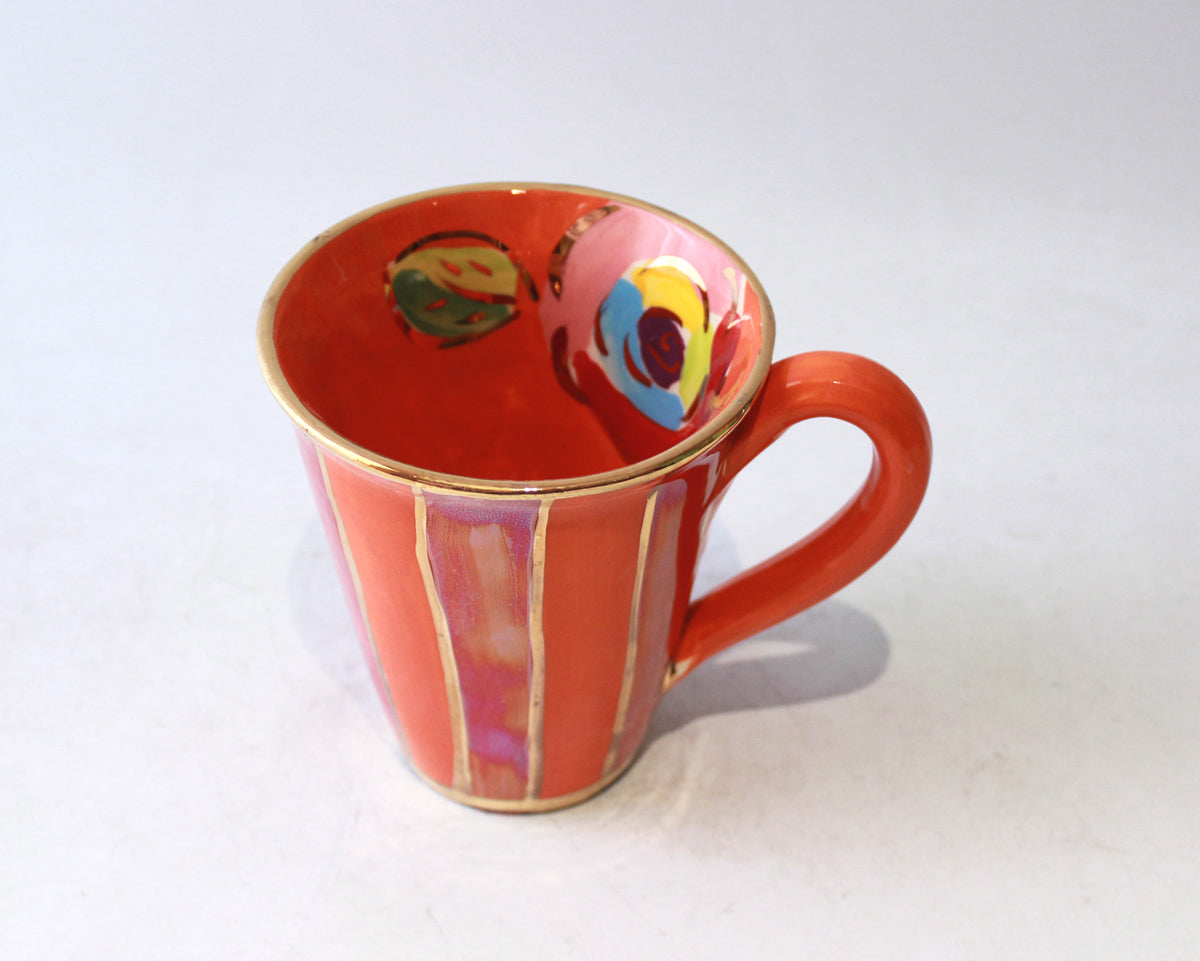 New Shape Large Mug in Orange and Red Stripe