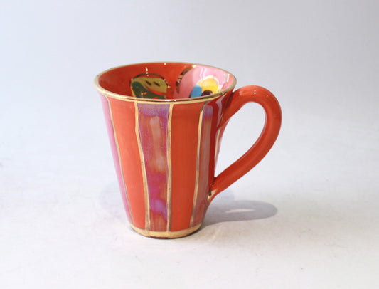 New Shape Large Mug in Orange and Red Stripe