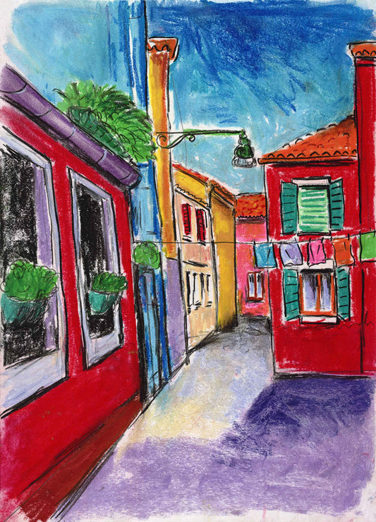 Mary Rose's Original Pastel Alleyway in Burano - MaryRoseYoung