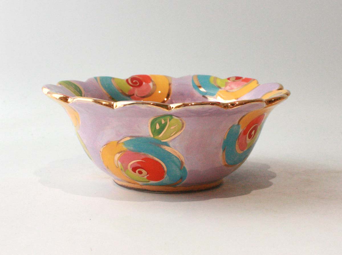 Fluted Cereal Bowl in Gold New Rose Purple