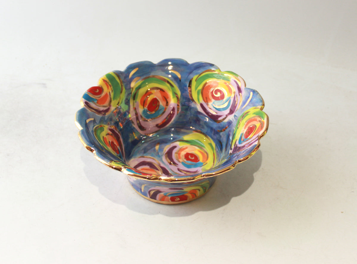 Small Fluted Serving Bowl in Swirls