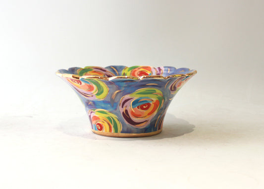 Small Fluted Serving Bowl in Swirls