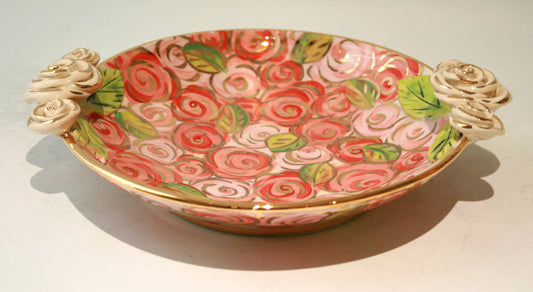 Rose Edged Side Plate in Pink Rosebush