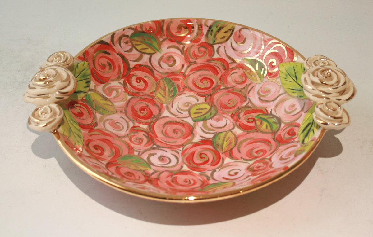 Rose Edged Side Plate in Pink Rosebush