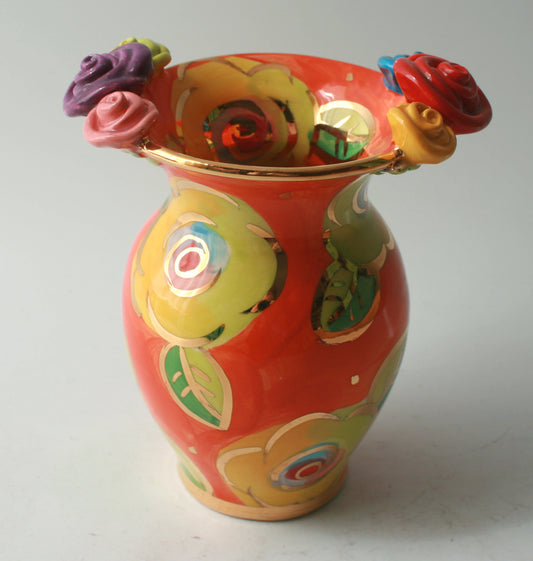 Posy Vase in Gold New Rose on Orange