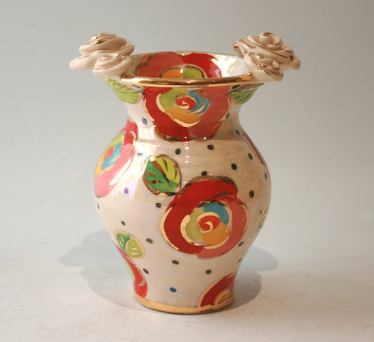 Small Fat Vase in Gold New Rose Polka