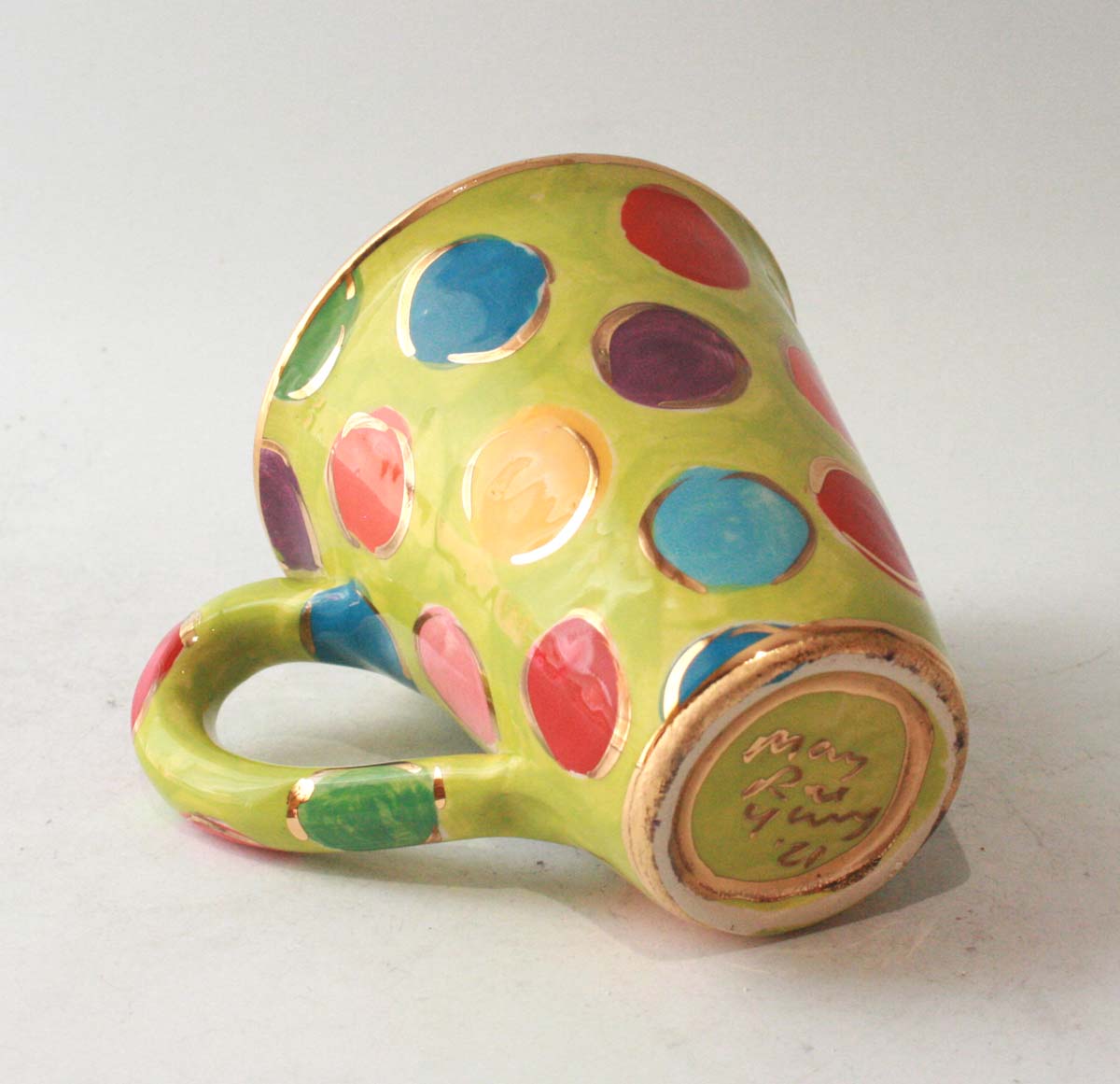 New Shape Large Mug in Smarties on Green