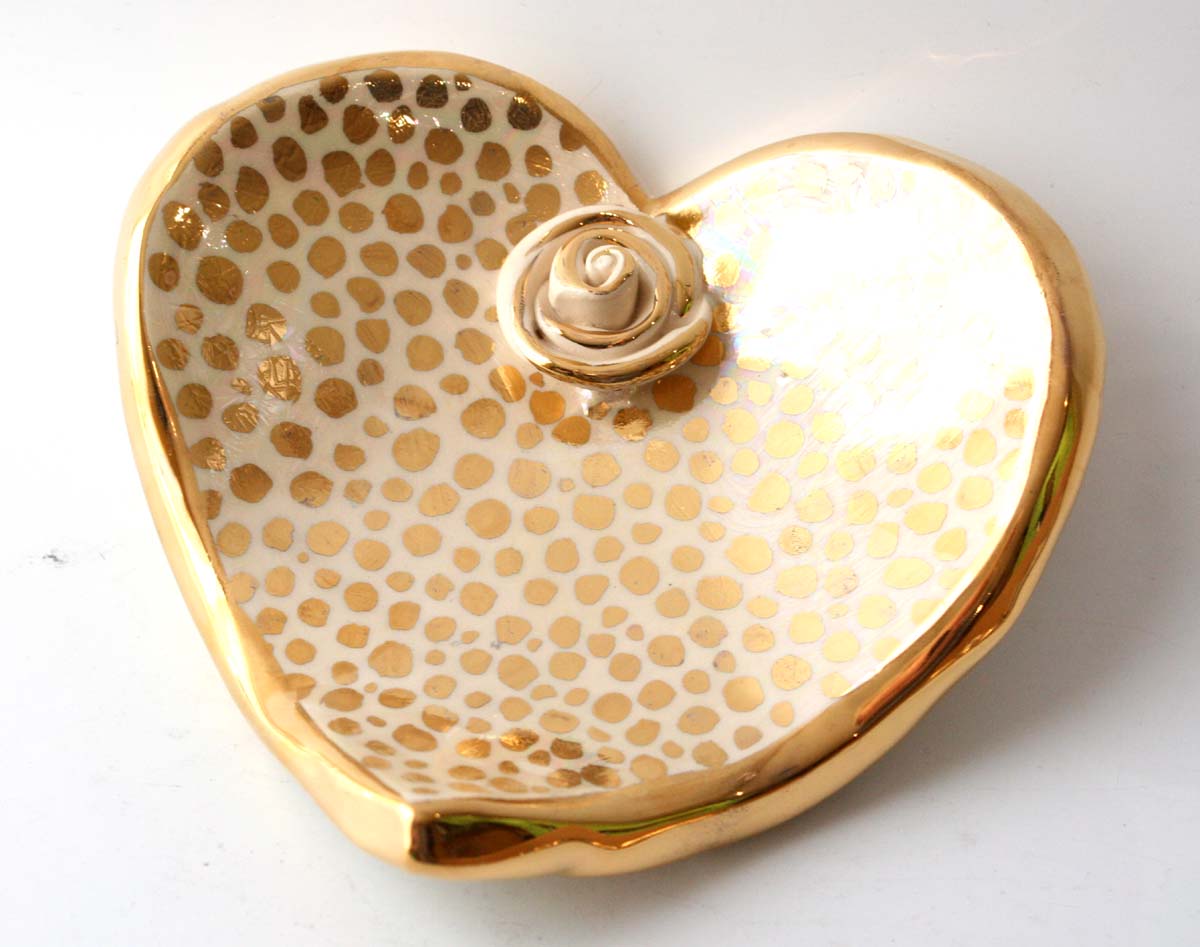 Heart Shaped Soap Dish in Gold Confetti - MaryRoseYoung