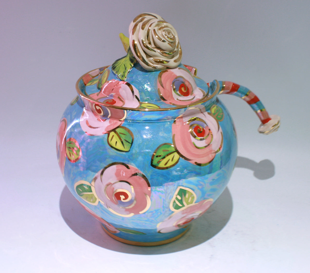 Soup Tureen in Pale Roses on Blue