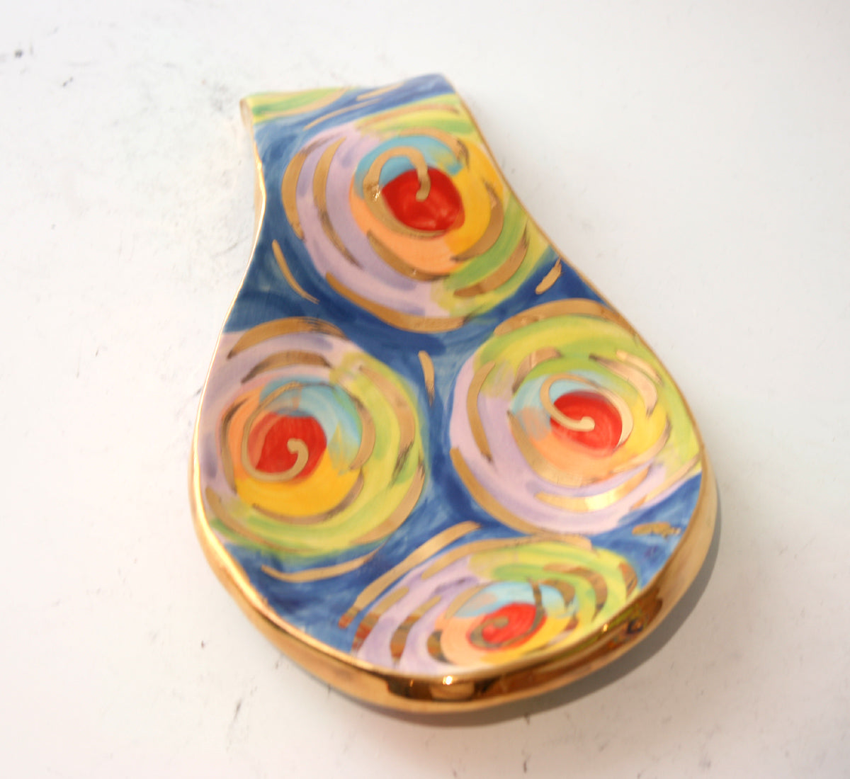 Spoon Rest in Gold New Rose Swirl - MaryRoseYoung