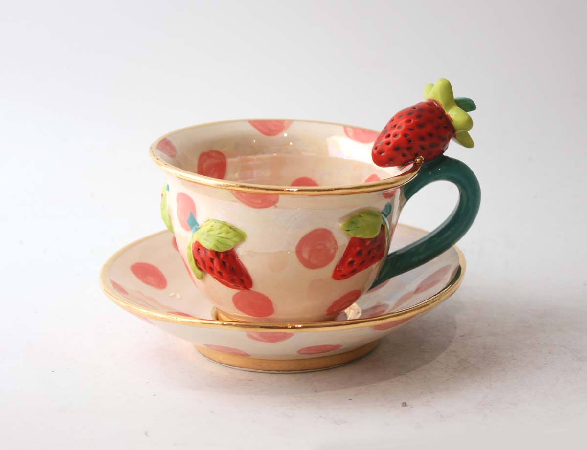 Cup and Saucer in Strawberry