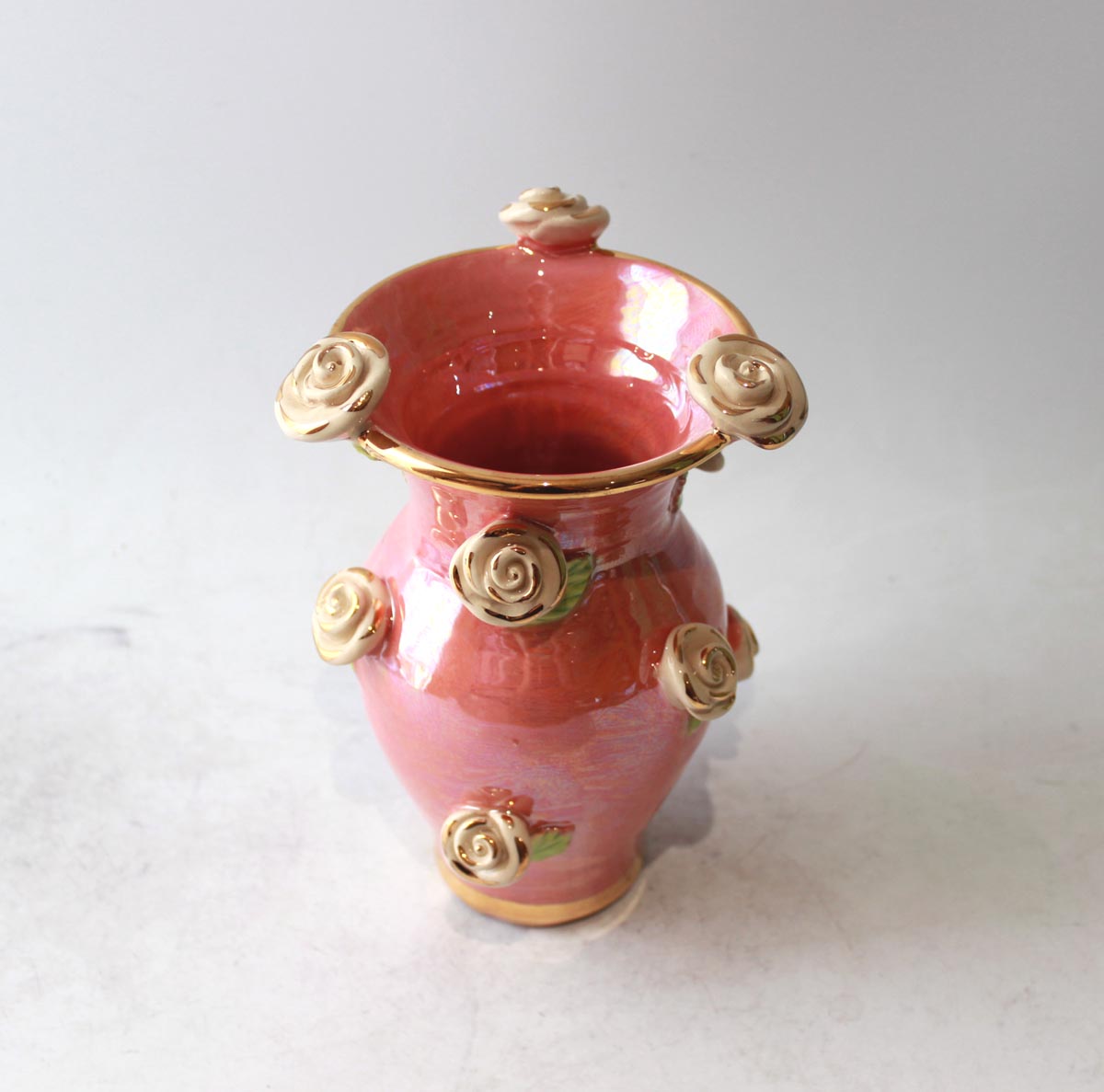 Small Rose Studded Vase in Iridescent Pink