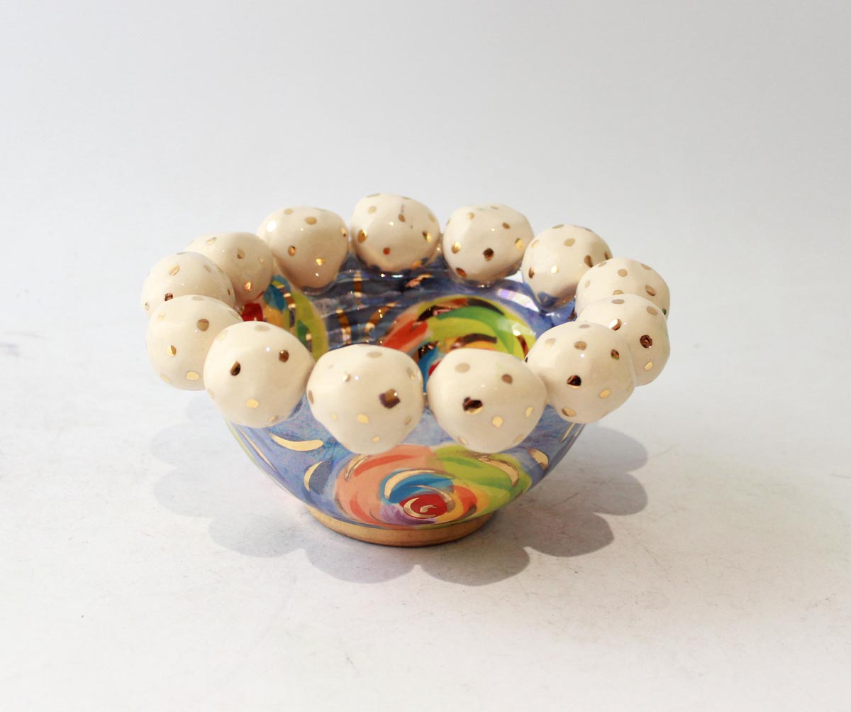 Tiny Beaded Bowl in Swirls