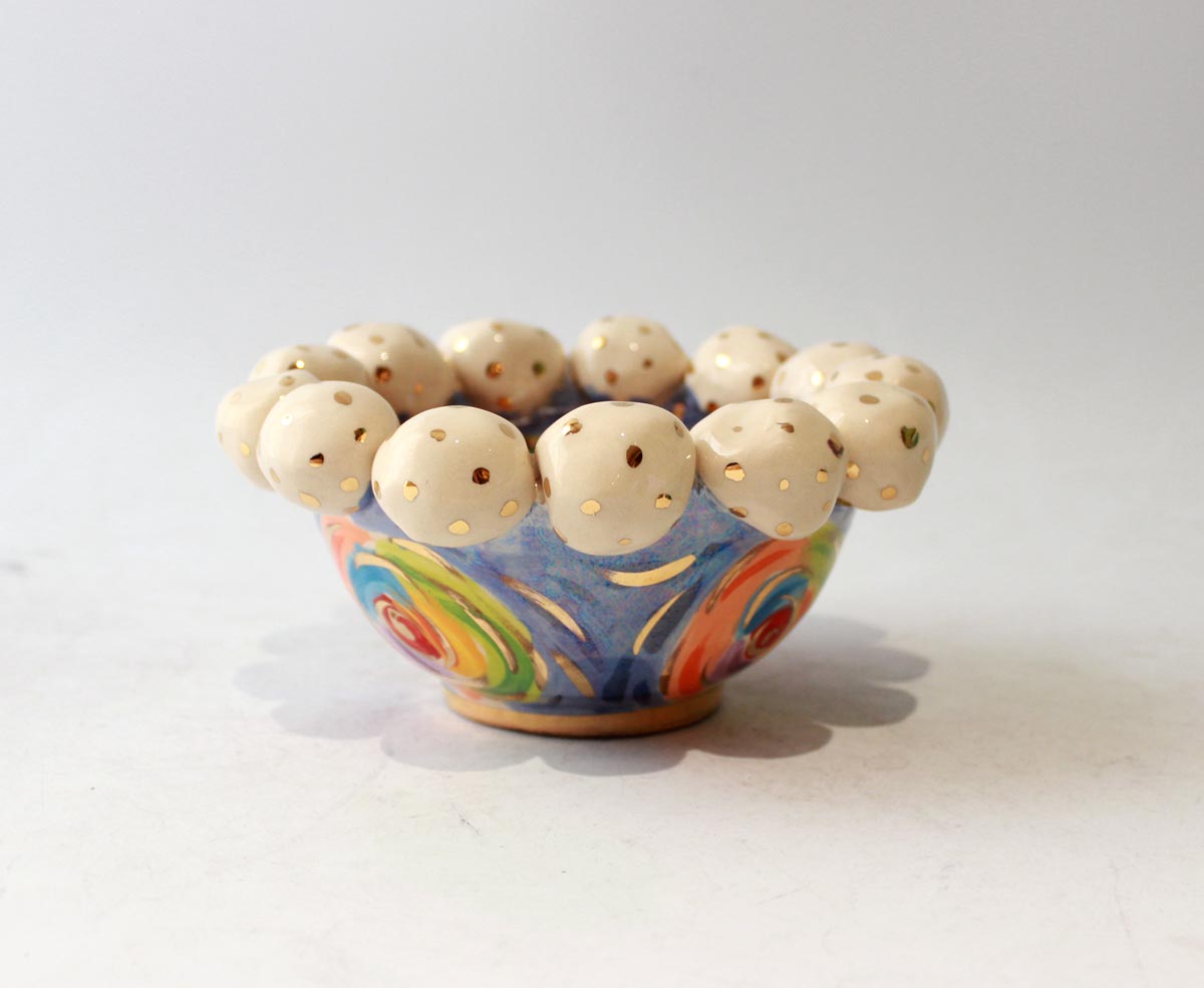 Tiny Beaded Bowl in Swirls