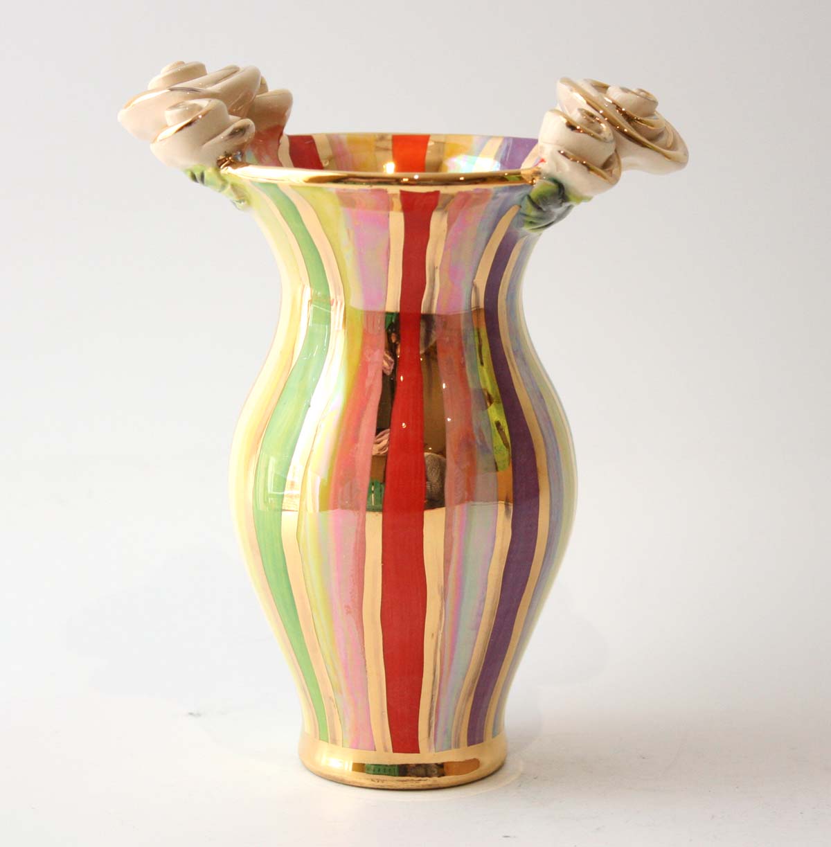 Tiny Rose Edged Vase in Lustred Stripe - MaryRoseYoung