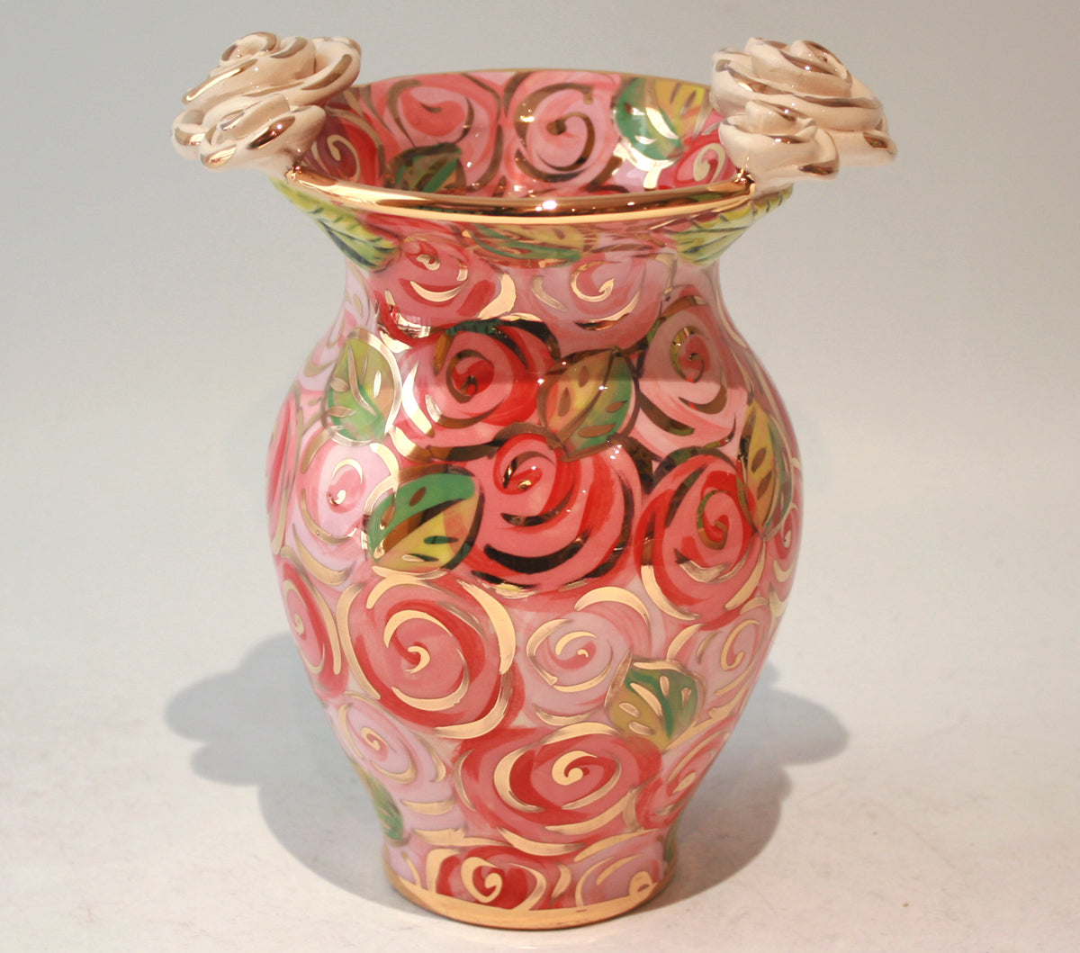 Small Fat Vase in Pink Rosebush